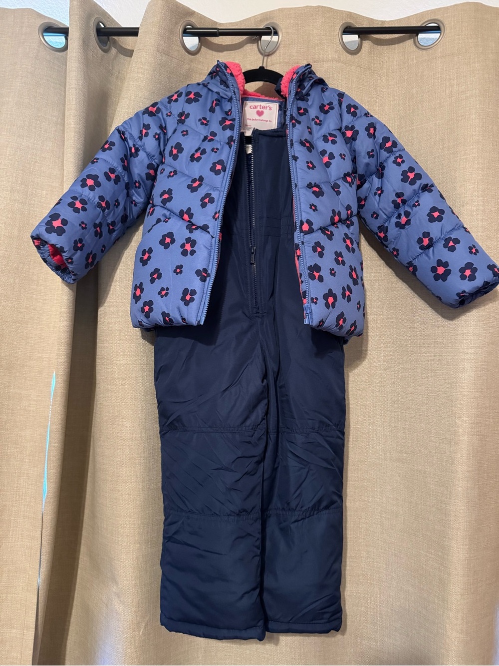 Girls Carters Snow Jacket & Bibs set M 5/6